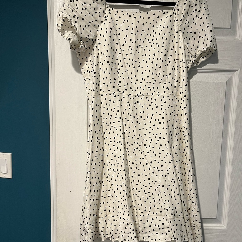Elegant White Polka Dot Dress